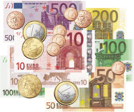Photo of Euro bills and coins