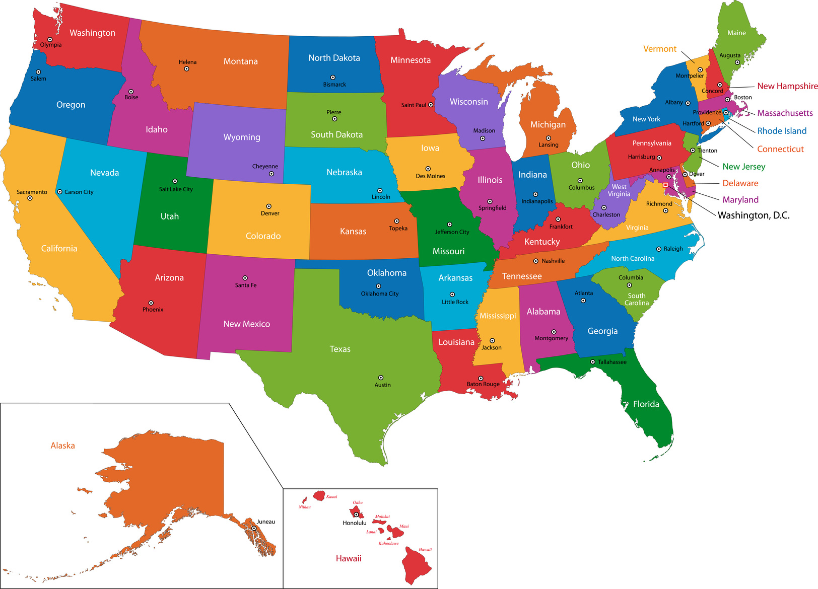 Map of United States and territories
