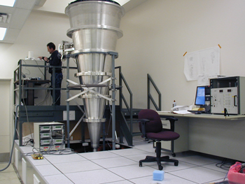 The NIST developed co-conical field generation system in preparation for testing.