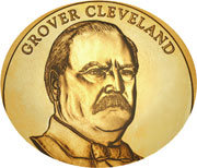 Image shows part of the Cleveland Presidential $1 coin.