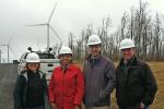 Julia Bovey, First Wind; Tracey LeBeau; Neil Kiely, First Wind; and Bob Springer (NREL) at First Wind's new Rollins project near Lincoln, Maine.