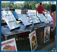 Image of young girl looking at healthy eating display