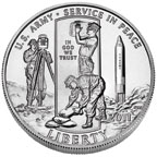 Image shows the 2011 U.S. Army commemorative half dollar.
