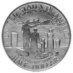 Image shows the back of the Statue of Liberty half dollar.