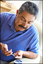 A man checks his blood-sugar levels