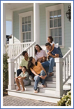 A family relaxing outside