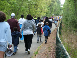 People walking on path