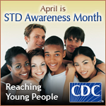 Nearly half of all new STD cases occur in people aged 15 to 24. Photo of diverse young men and women. April is STD Awareness Month.