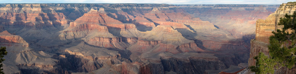 View of Grand Canyon National Park at sunset from the South Rim