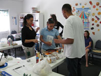 Parent and child participants prepare a healthy recipe at the most recent Healthy Kids Clinic.