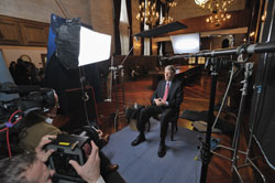 NIH Director Dr. Francis Collins interviewing for the HBO series The Weight of the Nation
