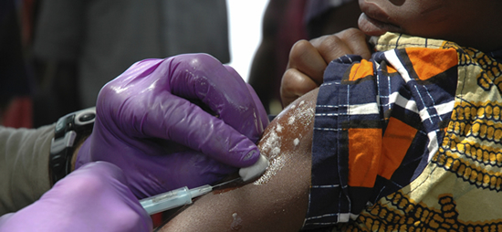 A man is getting a vaccine