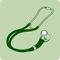 A green icon of a stethoscope.
