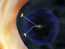 artist concept of Voyagers approaching interstellar space