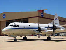 NASA P-3B sitting in front of hangar at Dryden Aircraft Operations Facility in Palmdale CA.
