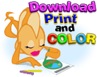 Image shows Goldie the Mint Fish coloring, and the words download, print, and color