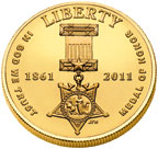 Image shows the Medal of Honor commemorative $5 gold coin.