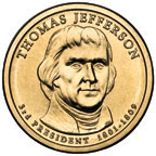 Front of Thomas Jefferson dollar.