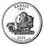 Image of Kansas quarter reverse.