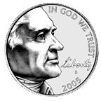 Obverse: Image of a new image of President Thomas Jefferson