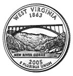 Image of West Virginia quarter reverse.