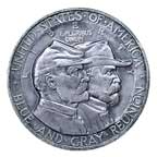 Image shows the front of the Battle of Gettysburg half dollar.
