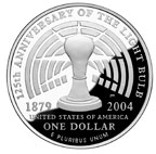 Reverse: 2004 Thomas Edison Commemorative Silver Dollar