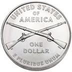 Image shows the back of the 2012 Infantry dollar.