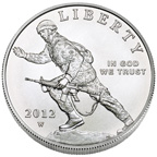 Image shows the front of the Infantry commemorative dollar.