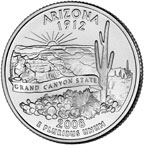 Image shows the back of the Arizona quarter with standard inscriptions.