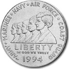 The 1994 Women Veterans Silver Dollar Obverse