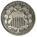 OBVERSE: 1866 Shield Type Nickel Five-Cent Coin