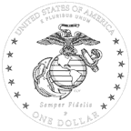 Image of Marine Corps silver dollar reverse.