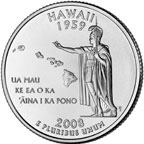 Image shows Hawaii quarter reverse with standard inscriptions.