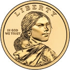 Image shows the front of the 2011 Native American $1 Coin