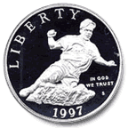 The 1997 Jackie Robinson Silver Dollar Obverse