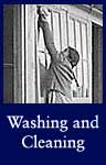 Washing and Cleaning: ARC Identifier 537050 [Girl washing windows at Santa Anita assembly center]