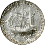 REVERSE: Pilgrim Tercentenary commemorative coin