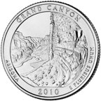 Image shows the back of the Grand Canyon quarter.