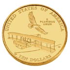 Reverse: First Flight Commemorative Gold 10-Dollar Coin