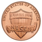Image shows the back of the 2010 one-cent coin.