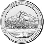 Image shows the back of the Mount Hood quarter.