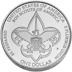 Image show the back of the Boy Scouts dollar.