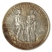 Image shows the back of the Daniel Boone half dollar.