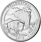 Image shows the back of the Yellowstone quarter.