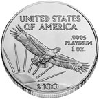 Image shows the back of the 2008 platinum buillon coin