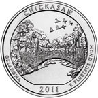 Image shows the back of the Chickasaw National Recreation Area quarter.