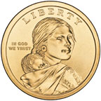 Image shows the front of the 2009 Native American $1 Coin.