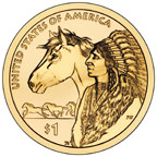 Image shows the back of the 2012 Native American $1 Coin.