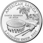 The American Samoa quarter reverse with standard inscriptions.